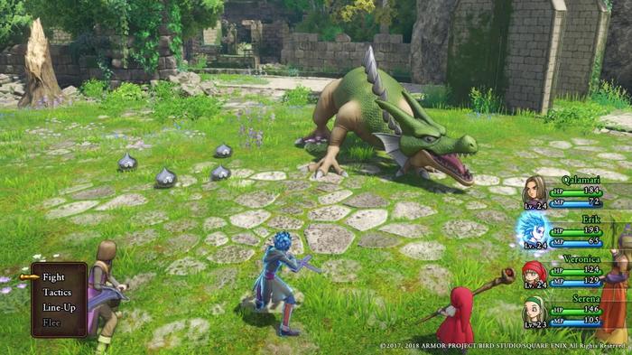 One of the enemy encounters in Dragon Quest XI