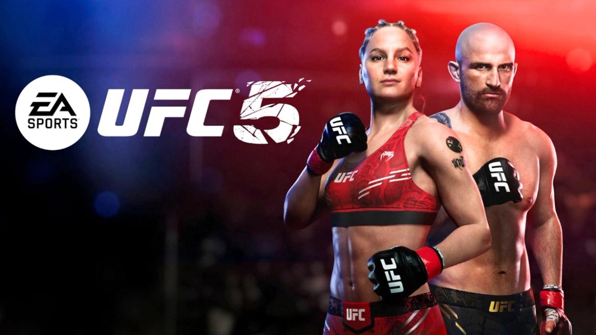 The cover photo for UFC 5 featuring Alexander Volkanovski and Valentina Shevchenko