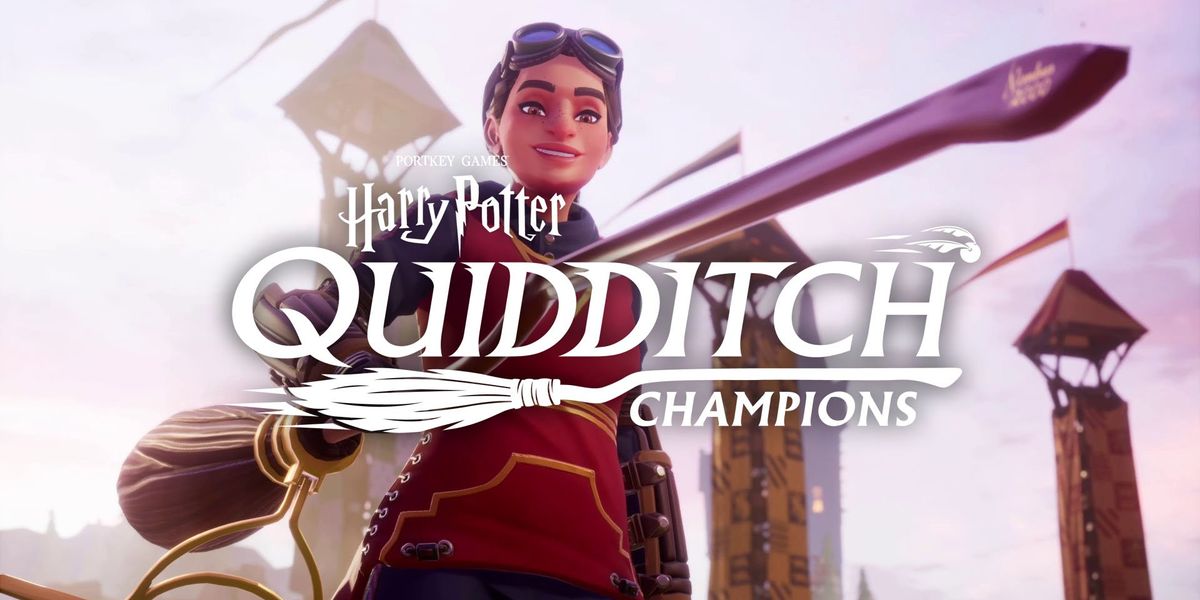 A screenshot of the title image of Harry Potter Quidditch Champions. 
