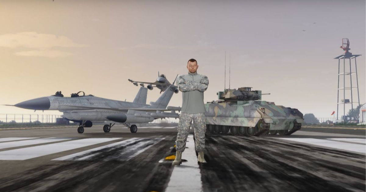 The character next to the tank and plane