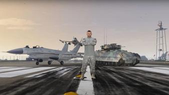 The character next to the tank and plane