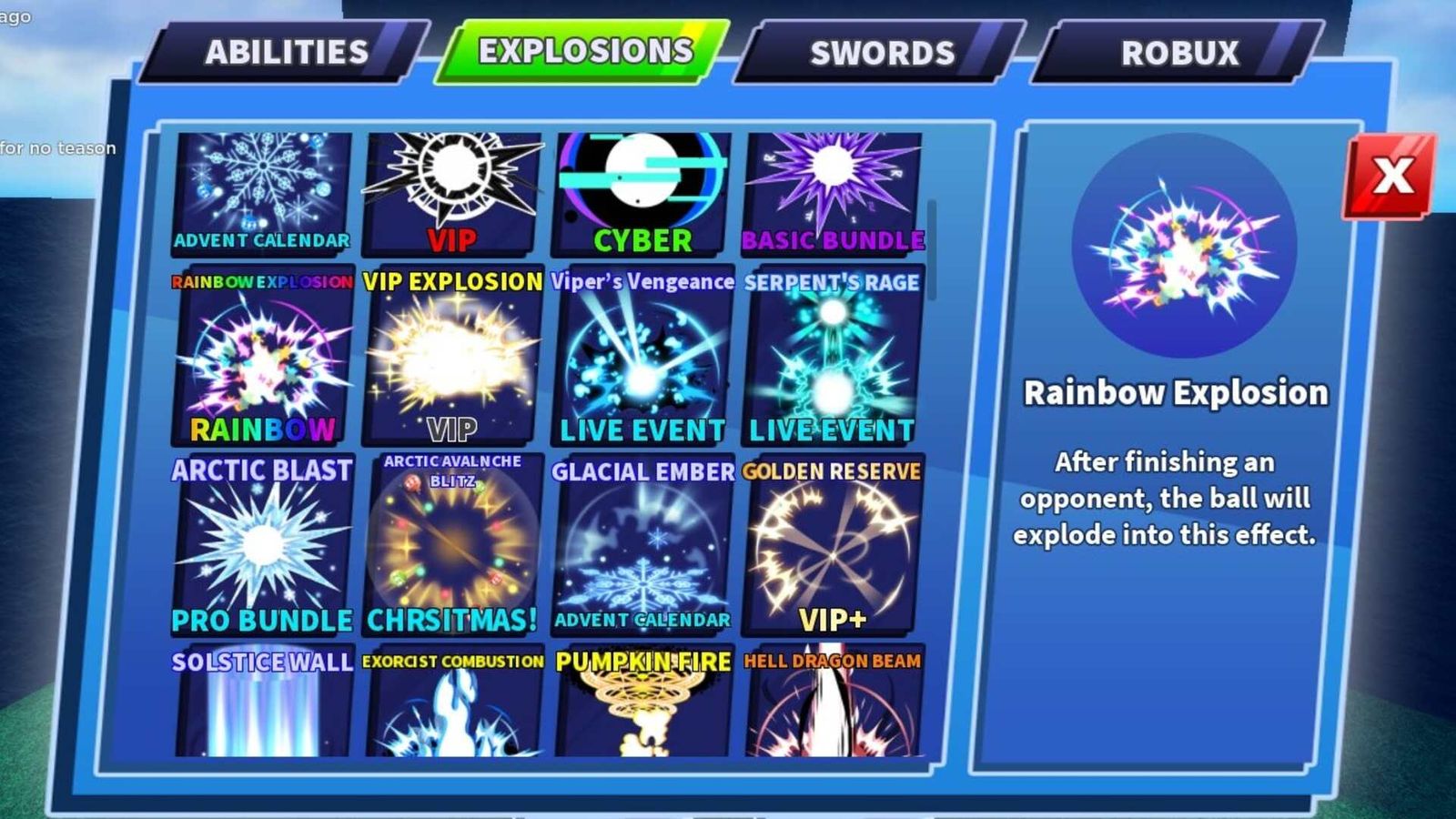 Rainbow Explosion in Blade Ball interface