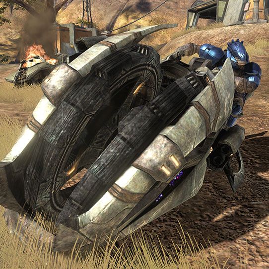 A close-up photo of the Halo Infinite chopper vehicle.