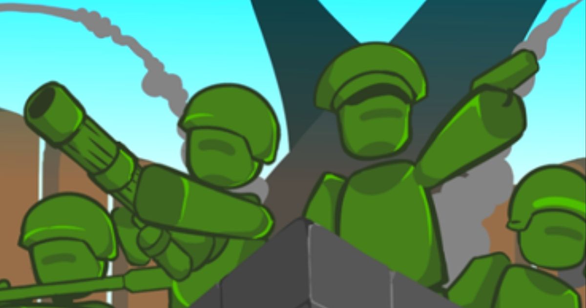 Toy soldiers aiming plastic weapons in Roblox Toy Defense key art