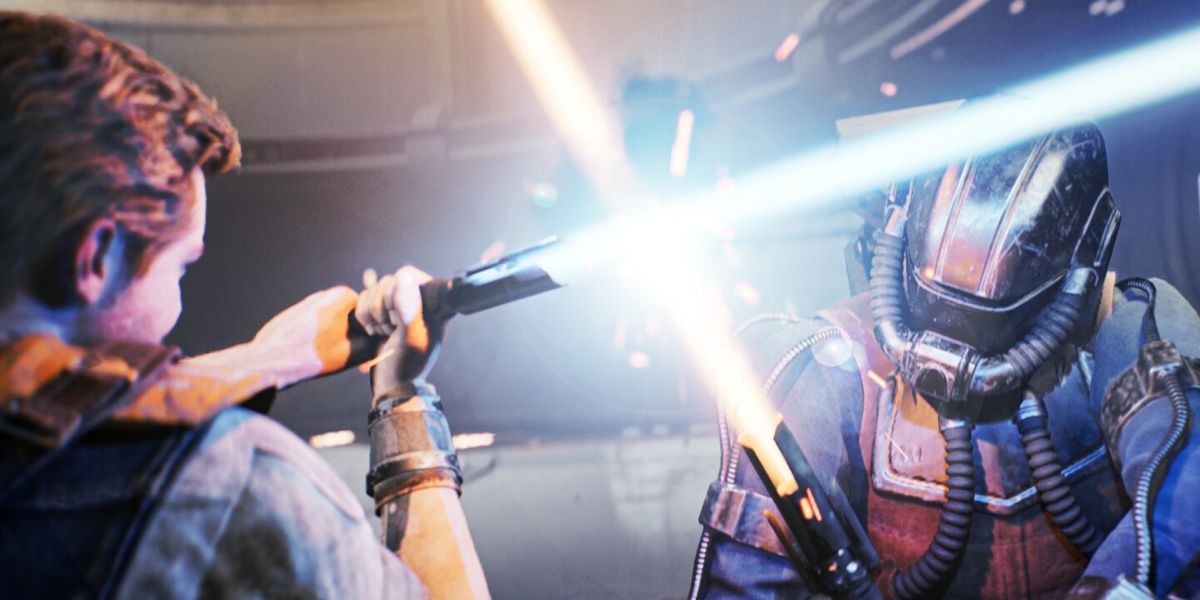An image of Cal battling with his lightsaber in Star Wars Jedi Survivor. 