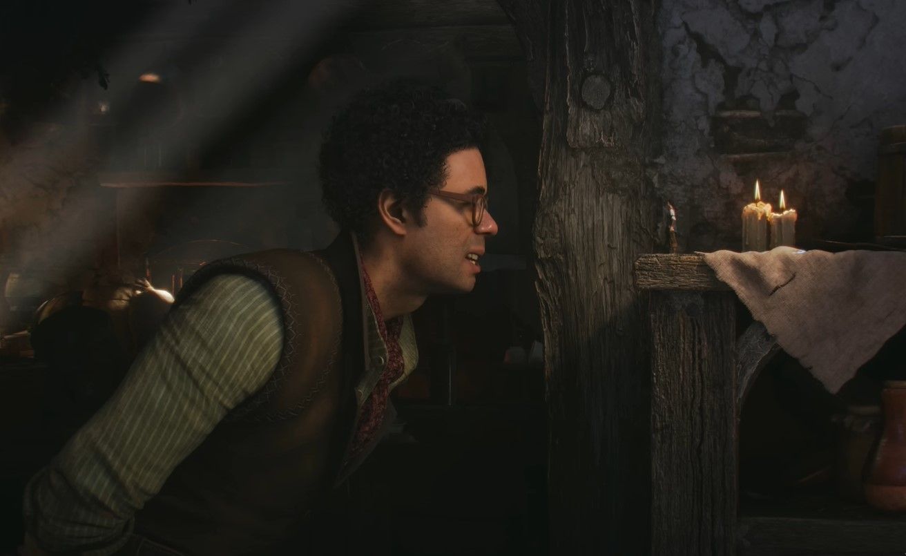 Richard Ayoade talking with a Fable character