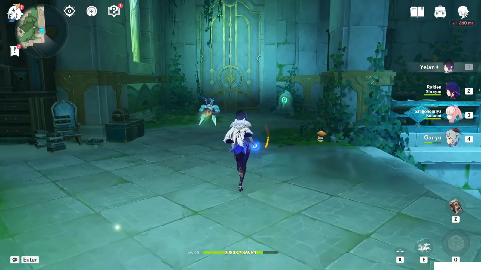 The player character using the Key to Some Place in The Institute in Genshin Impact.