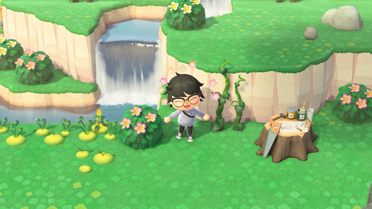 A player with Glowing Moss and Vines on a Kapp'n's Island Tour in Animal Crossing: New Horizons.