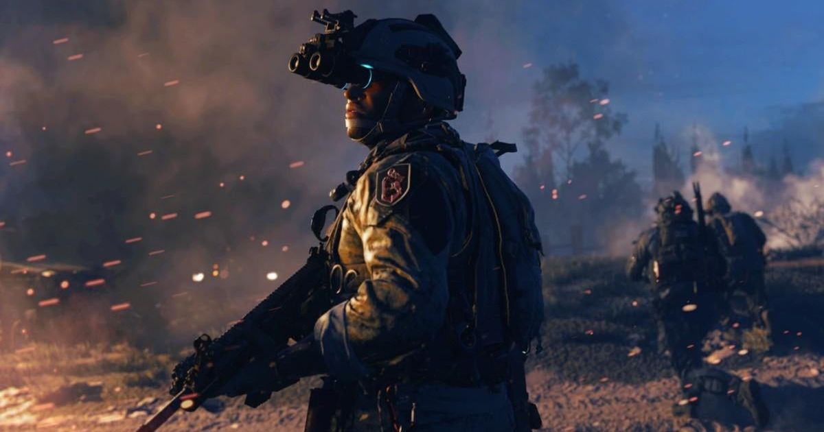 Image showing Modern Warfare 2 player holding gun and wearing night-vision goggles