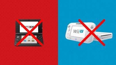 Nintendo 3ds and wii u red and blue background with red crosses on top