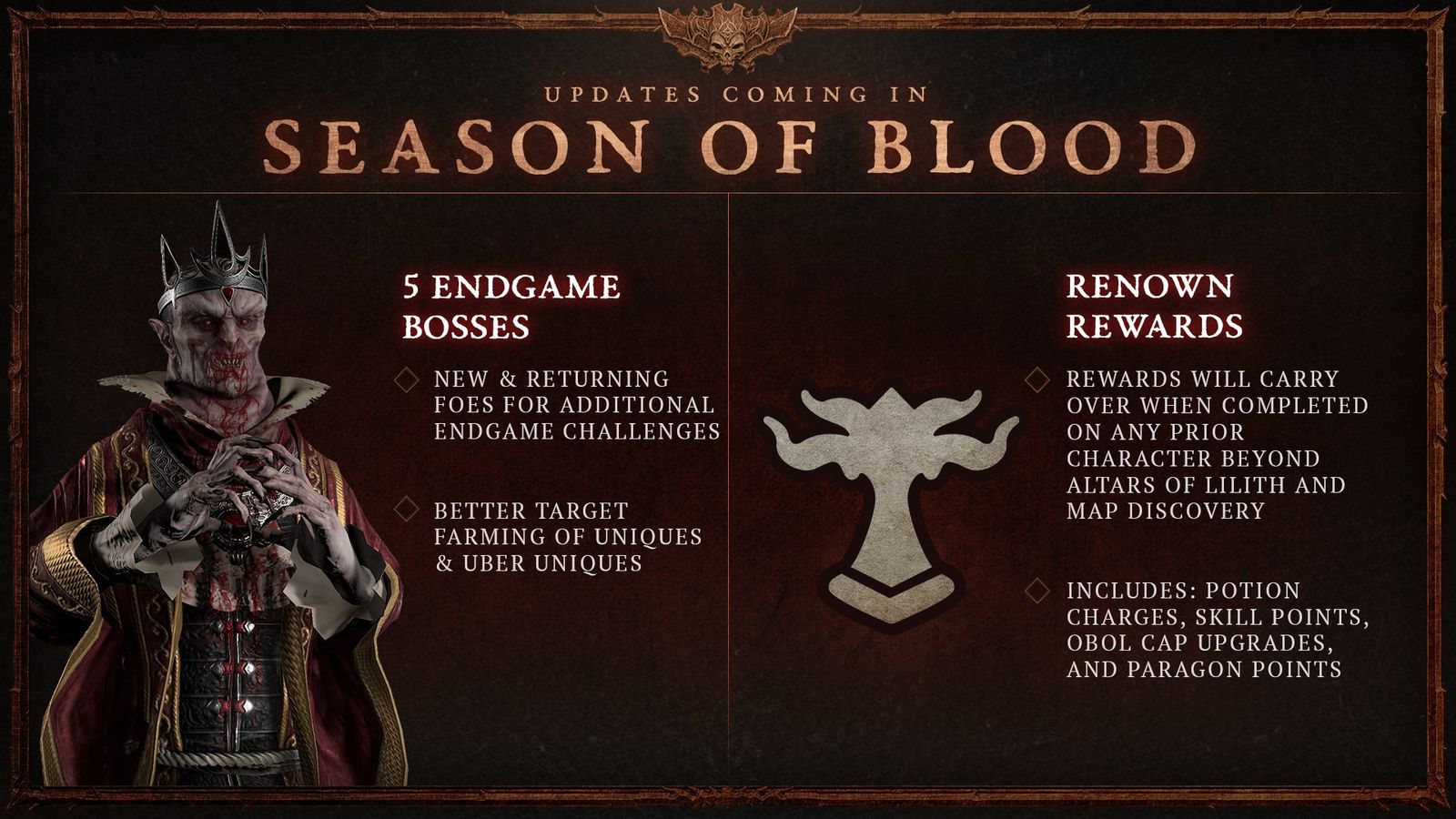 New Endgame bosses coming in Diablo 4 Season 2 as well as renown rewards