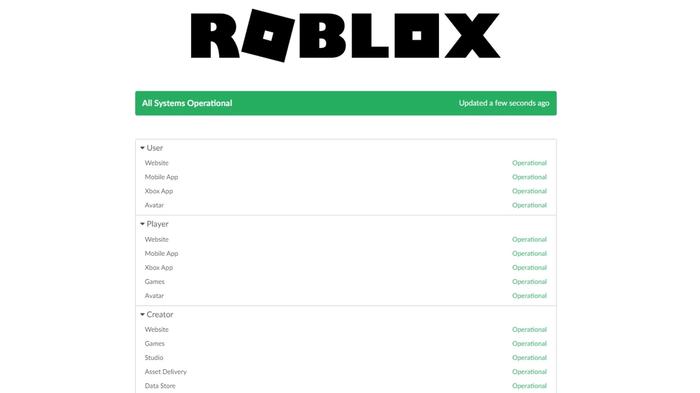 The Roblox status page on the official website.