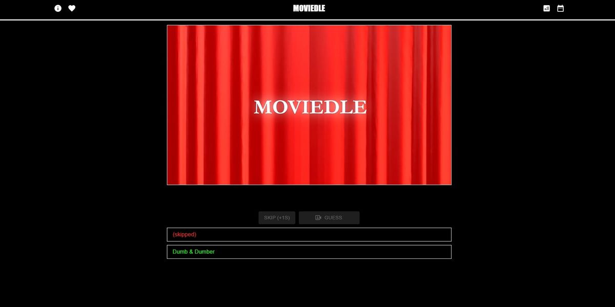 The Moviedle game screen.