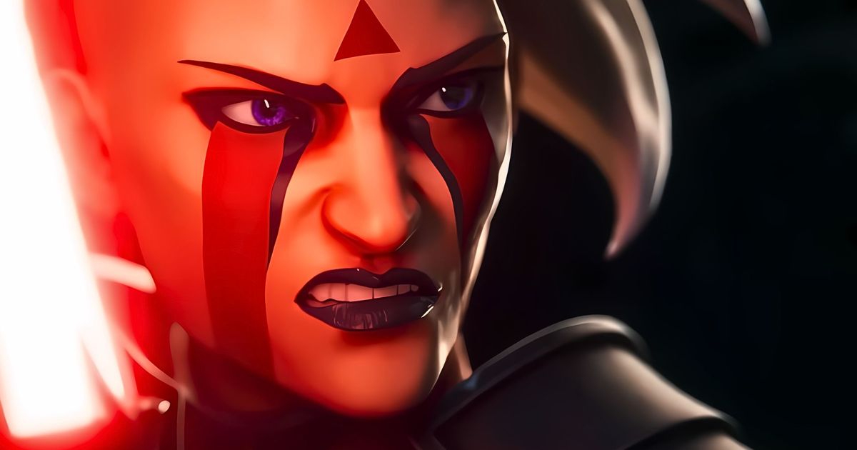 Image of Sith character Rieve staring down menacingly at her enemies.