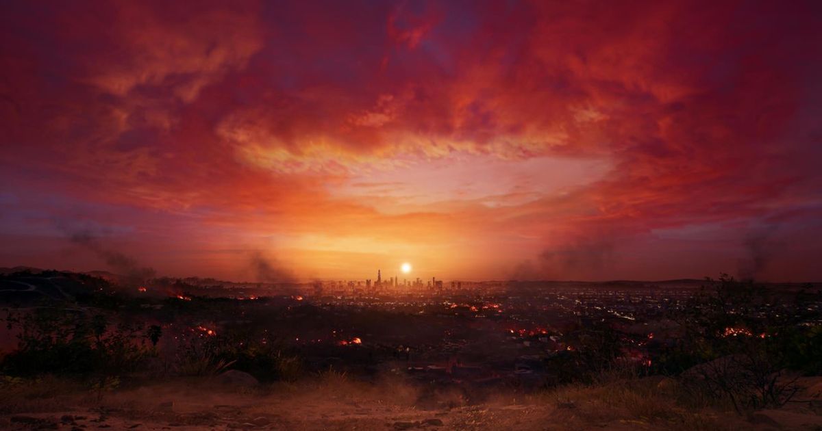 The sunset in Dead Island 2.