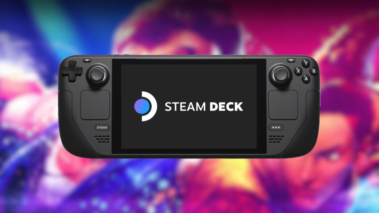 An image of the Steam Deck and a Street Fighter 6 promotional image. 