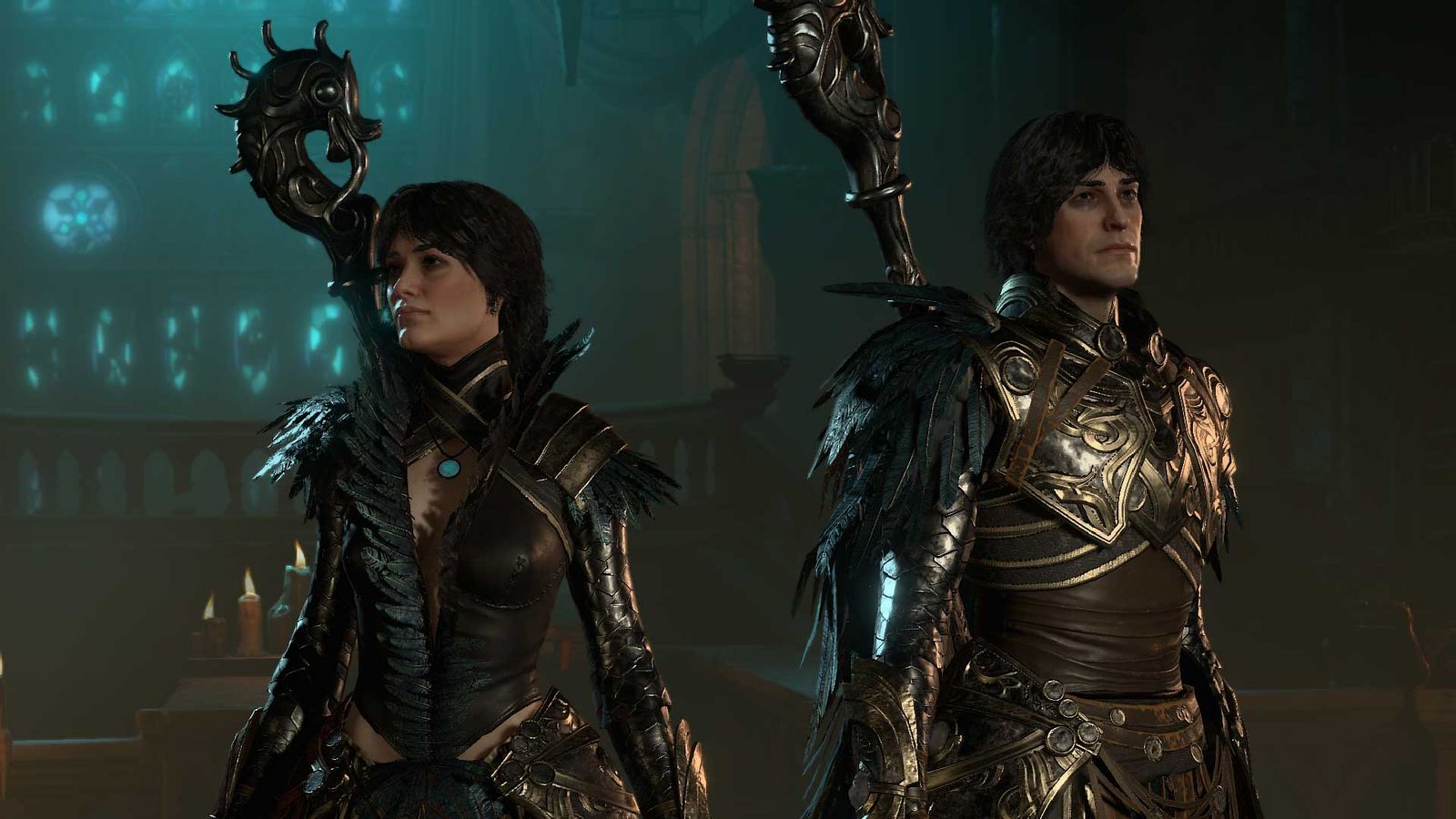 Two characters stood together in Diablo 4.