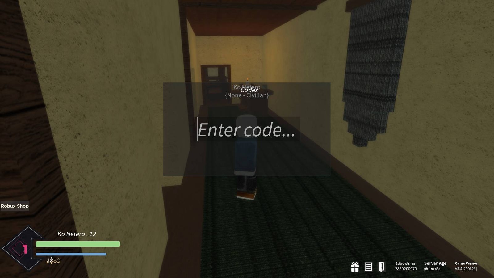 The code redemption box in Hunter x Unleashed.