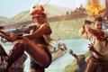 Multiple Dead Island 2 characters fighting zombies