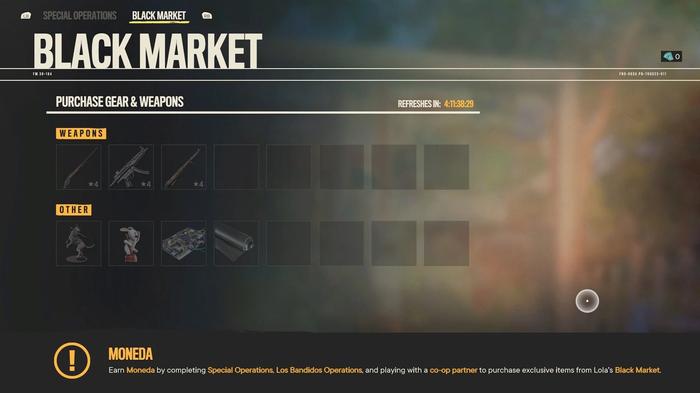 The Far Cry 6 Black Market, ran by Lola at Guerrilla Camps in each region.