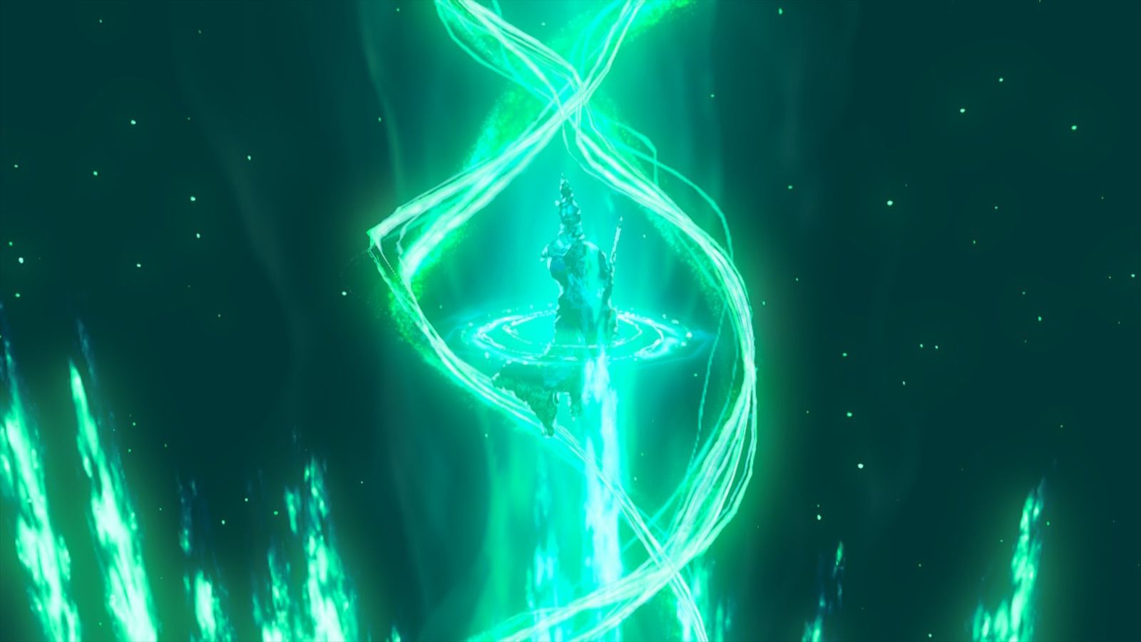 Link using the Ascend ability in Zelda Tears of the Kingdom.