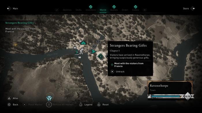 Assassin's Creed Valhalla Paris DLC starting point marked on map
