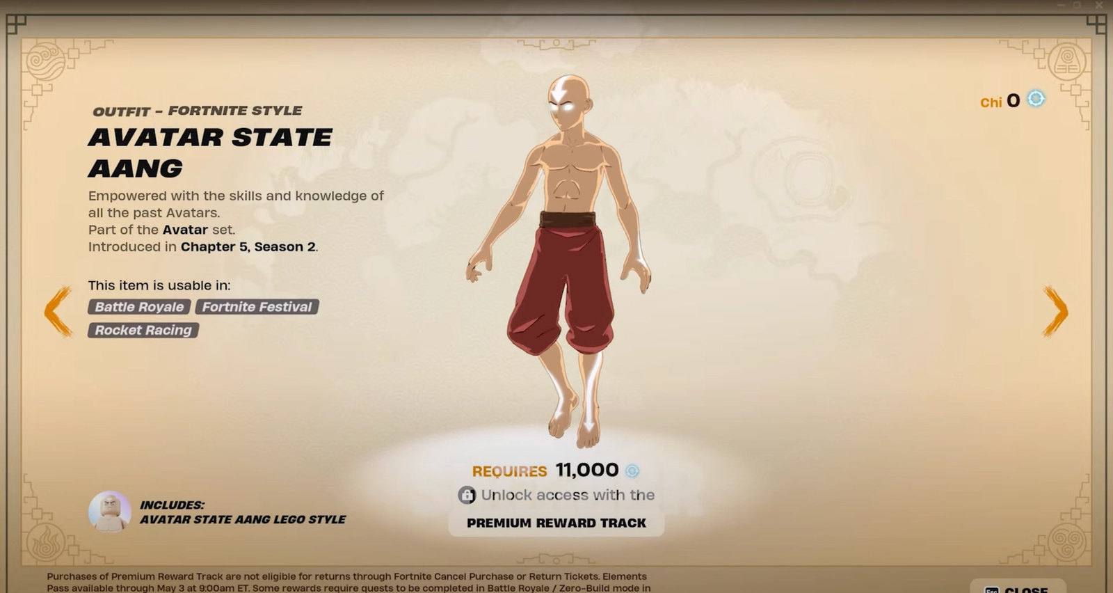 Avatar Aang Skin in Fortnite
