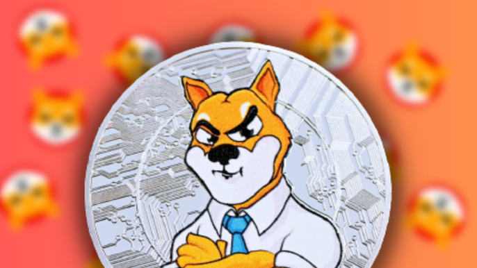 Image of Shiba Inu Coin on Orange and Red Background