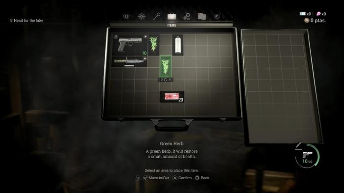 Leon's attache case containing items in the Resident Evil 4 remake.
