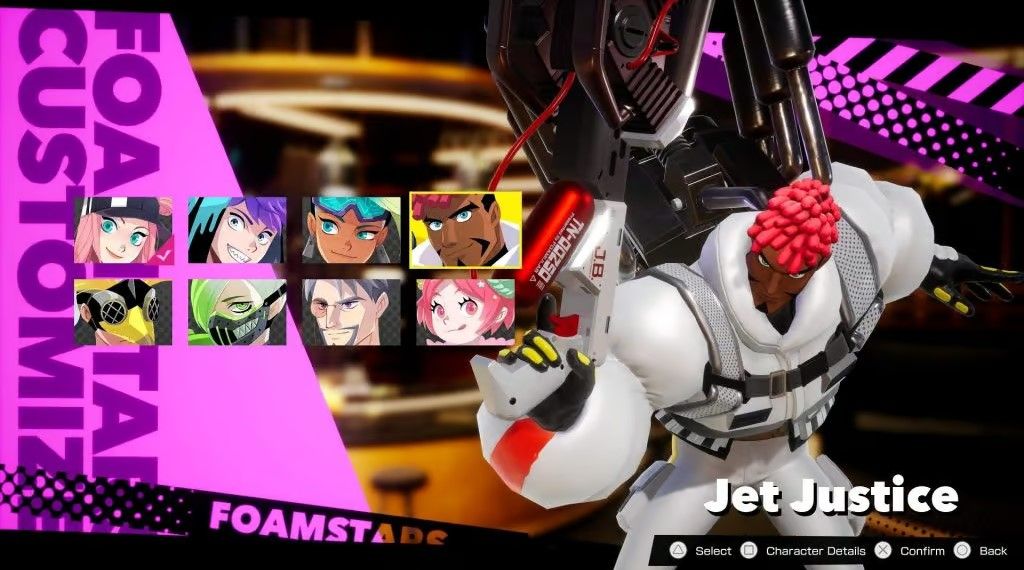 Jet Justice in the character select screen