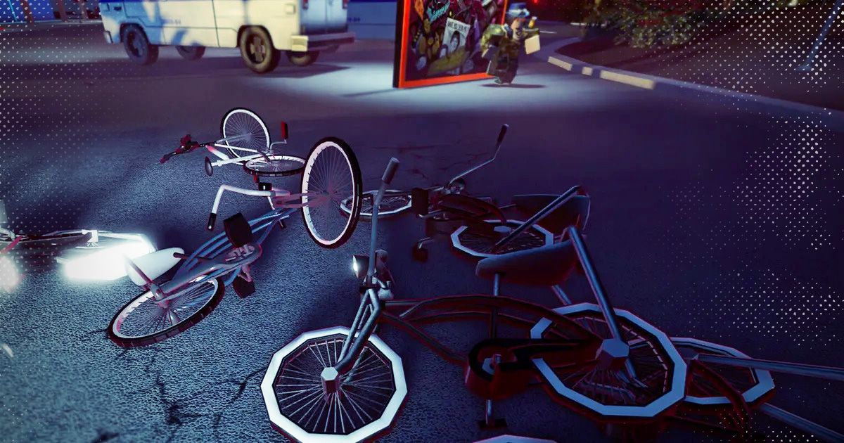 Bicycles on the floor in Roblox.