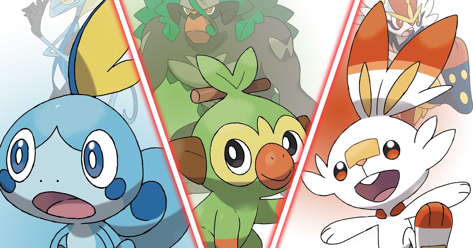 Pokémon Sword and Shield starters Sobble, Scorbunny and Grookey