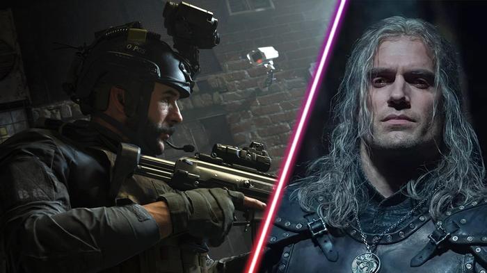 A Call of Duty soldier and Geralt from The Witcher