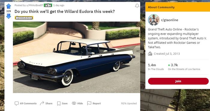 The second thread on the GTA Online subreddit.