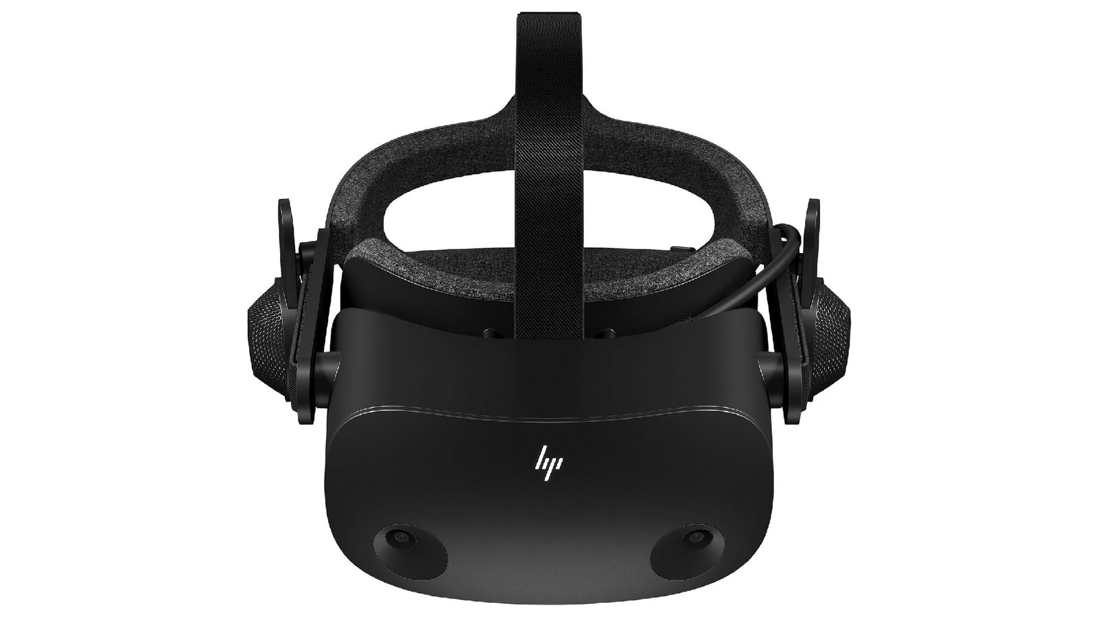 HP Reverb G2 product image of an all-black VR headset.