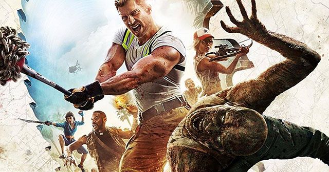 Dead Island 2 players hitting zombie with hammer with characters in background