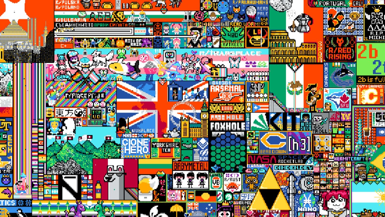 Snippet of the r/place mosaic.
