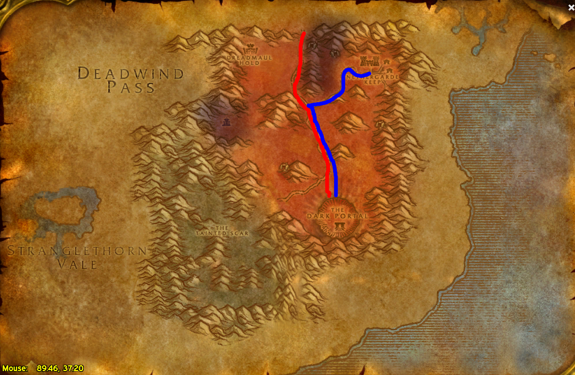 Alliance (Blue) and Horde (Red)