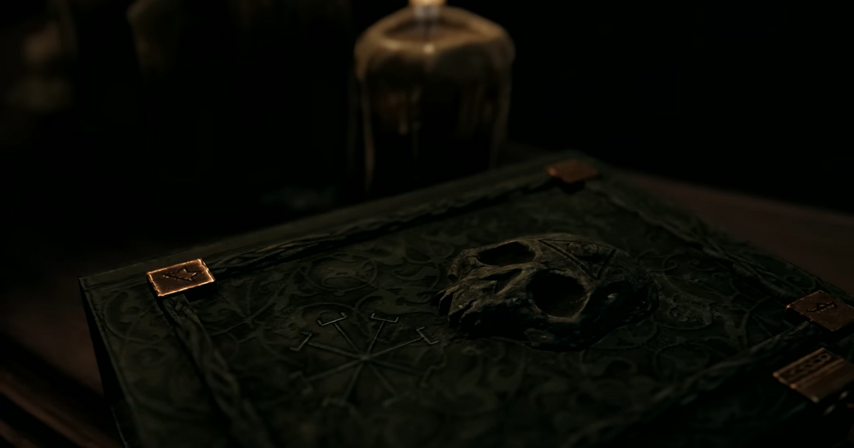 A screenshot of a dark arts magic book in Hogwarts Legacy.