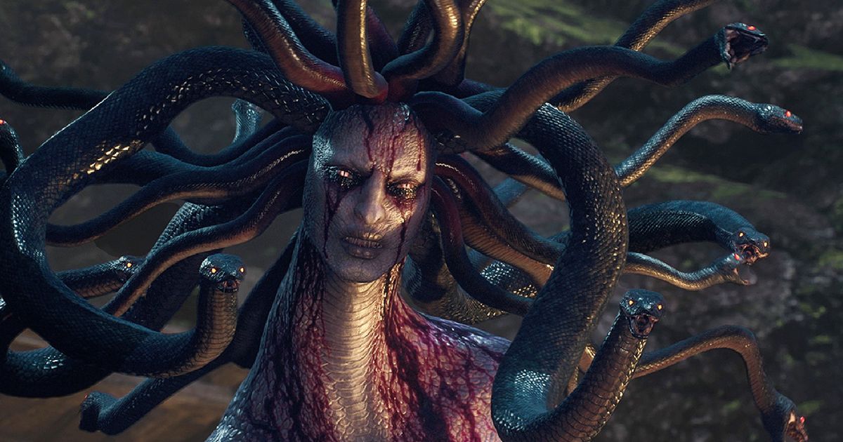 Dragon's Dogma 2 - purple gorgon woman with long black snakes for hair