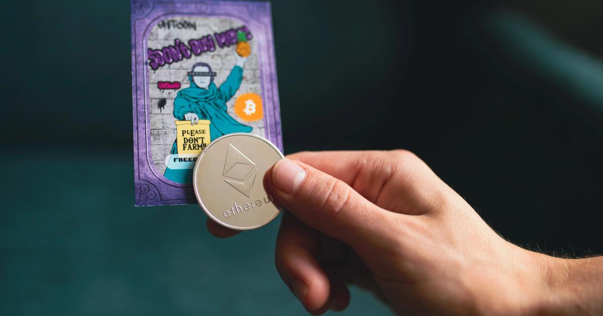 An trading card with an ETH token, to represent the metaverse.