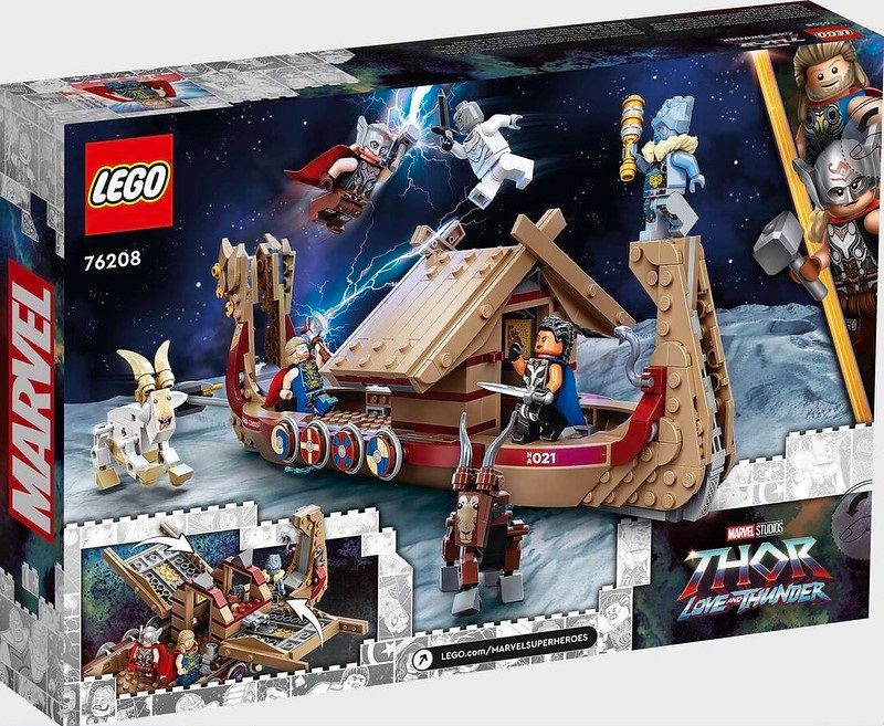 THOR lego set shows a boat with several characters around it.