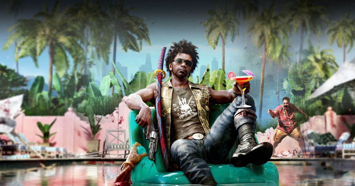 A survivor relaxing in a swimming pool in Dead Island 2.