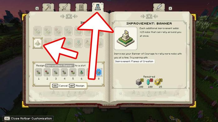 The Improvement: Banner tower in Minecraft Legends can be used to command a bigger army.