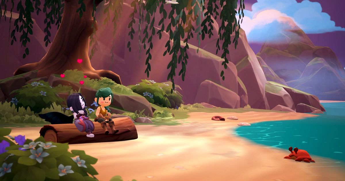 fae farm multiplayer showcasing two characters on a beach date