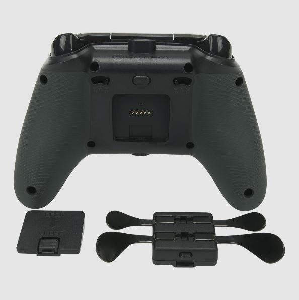 The image shows the Power A Fusion Pro 2 controller with the paddles popped off the back.