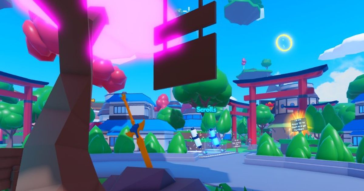 Screenshot from Anime Clash, showing a training area rendered in Roblox