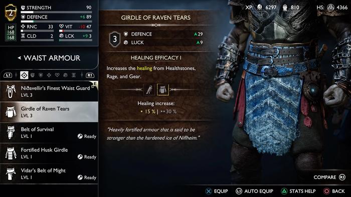 Kratos' gear in God of War Ragnarok
