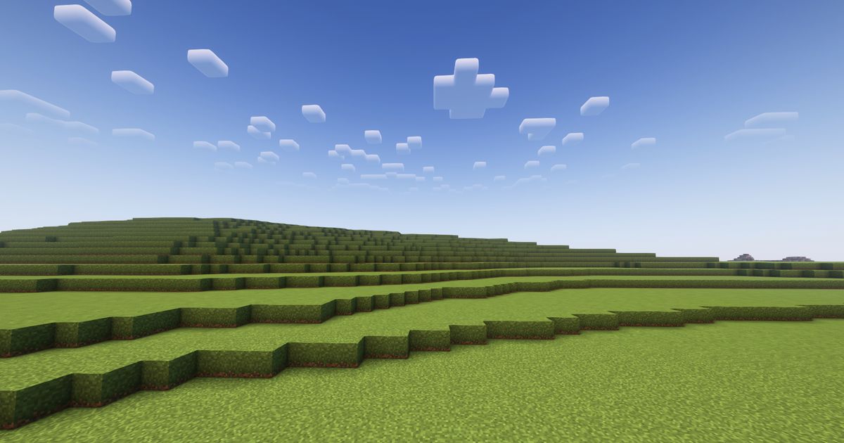 An image of the Windows XP background in Minecraft.