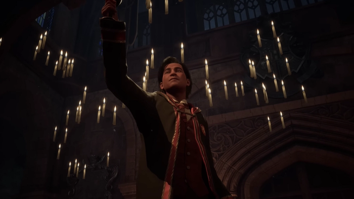 A screenshot of a player raising their goblet in Hogwarts Legacy.